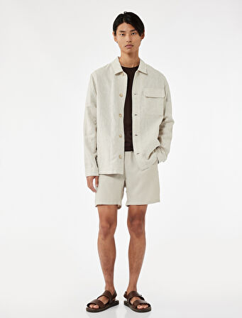 Rahat Kesim Cep Detaylı Pamuklu Beli Bağcıklı Şort