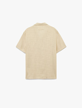 Regular Fit Kısa Kollu Havlu Kumaş Devrik Yaka Pamuklu Gömlek