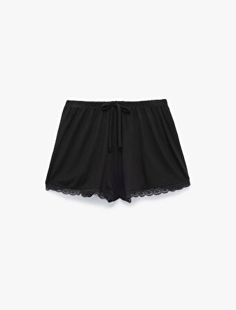 Rahat Kalıp Viskon Kumaş Dantelli Şort Pijama Altı