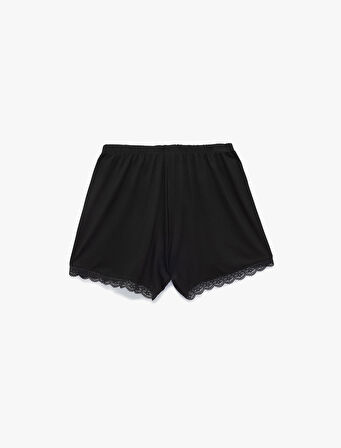 Rahat Kalıp Viskon Kumaş Dantelli Şort Pijama Altı