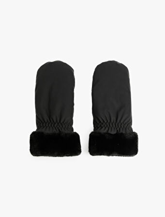 Suni Kürk Detaylı Astarlı Eldiven