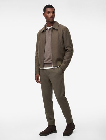 Beli Bağcıklı Düğmeli Pike Kumaş Cep Detaylı Duble Paça Slim Fit Pantolon
