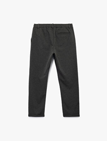 Beli Bağcıklı Düğmeli Pike Kumaş Cep Detaylı Duble Paça Slim Fit Pantolon