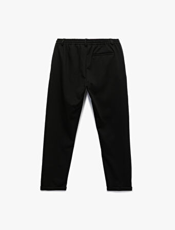 Beli Bağcıklı Düğmeli Pike Kumaş Cep Detaylı Duble Paça Slim Fit Pantolon