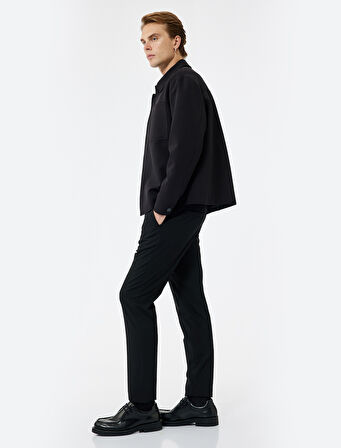Düğmeli Cep Detaylı Slim Fit Kumaş Pantolon