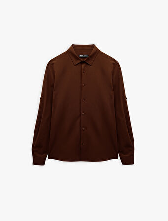 Pamuklu Regular Fit Klasik Yaka Uzun Kollu Gömlek