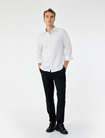 Slim Fit Yarım İtalyan Yaka Uzun Kollu Gömlek