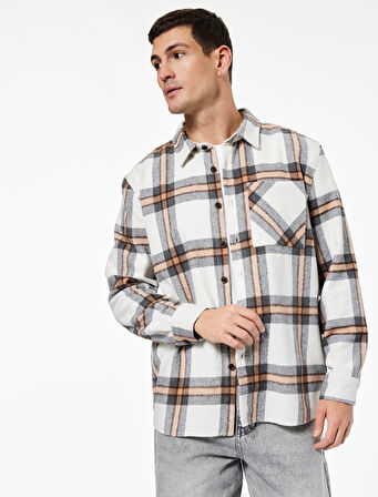 Uzun Kollu Regular Fit Cep Detaylı Klasik Yaka Oduncu Gömleği