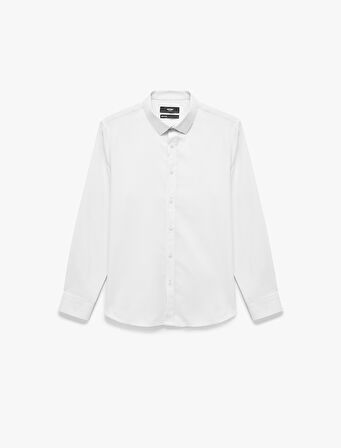 Yarım İtalyan Yaka Uzun Kollu Slim Fit Klasik Gömlek