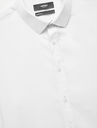 Yarım İtalyan Yaka Uzun Kollu Slim Fit Klasik Gömlek