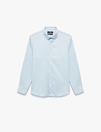 Yarım İtalyan Yaka Uzun Kollu Slim Fit Klasik Gömlek