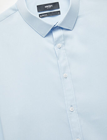 Yarım İtalyan Yaka Uzun Kollu Slim Fit Klasik Gömlek