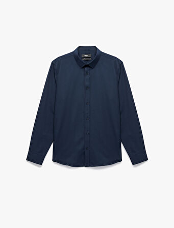 Yarım İtalyan Yaka Uzun Kollu Slim Fit Klasik Gömlek