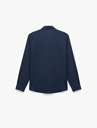 Yarım İtalyan Yaka Uzun Kollu Slim Fit Klasik Gömlek