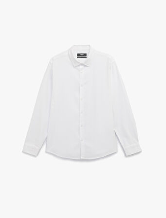 Pamuklu Uzun Kollu Klasik Yaka Slim Fit Gömlek