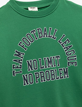 Bisiklet Yaka Uzun Kollu Pamuklu Baskılı Sweatshirt