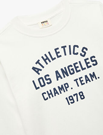 Pamuklu Uzun Kollu Bisiklet Yaka Baskılı Tişört