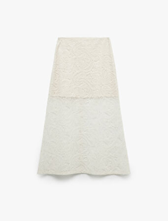 Koton X Melis Ağazat - Dantelli Dar Kesim Mini Astarlı Midi Boy Tül Etek
