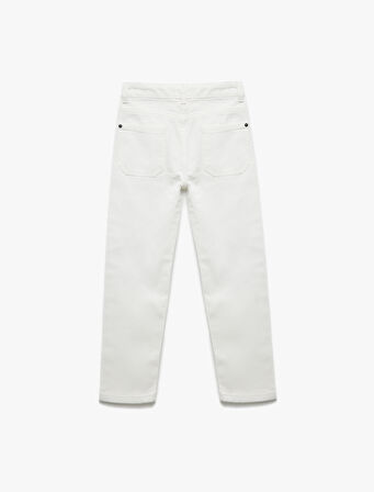 Pamuklu Beli Ayarlanabilir Lastikli Denim Cepli Pantolon