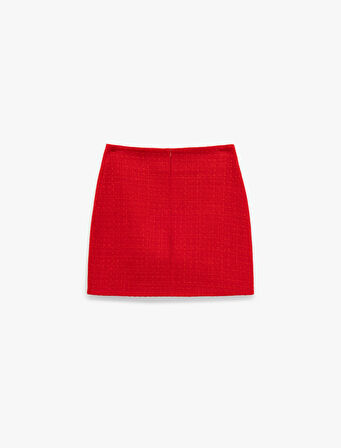 Slim Fit A Kesim Tüvit Mini Etek