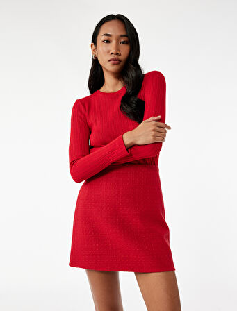 Slim Fit A Kesim Tüvit Mini Etek