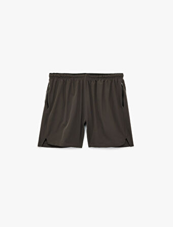 Fermuarlı Cepli Paraşüt Kumaş Yırtmaç Detaylı Oversize Beli Lastikli Spor Şort