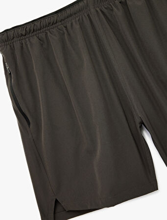 Fermuarlı Cepli Paraşüt Kumaş Yırtmaç Detaylı Oversize Beli Lastikli Spor Şort