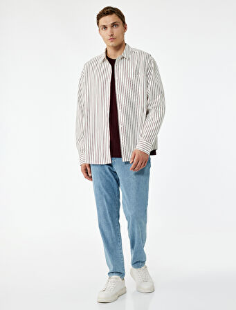 Pamuklu Cep Detaylı Beli Bağcıklı Bol Kalıp Jean Pantolon