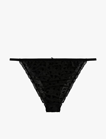 Fırfır Detaylı Yanları İpli Tül Brazilian Külot