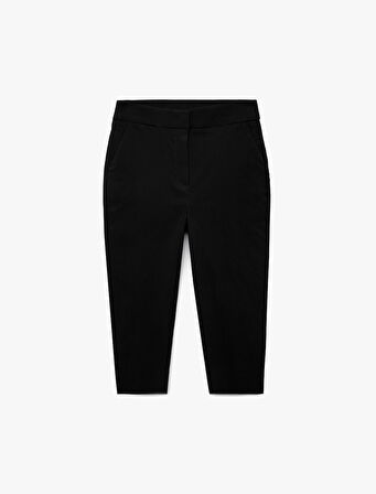 Viskon Kumaş Slim Fit Cepli Capri Pantolon