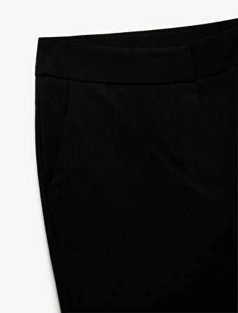 Viskon Kumaş Slim Fit Cepli Capri Pantolon