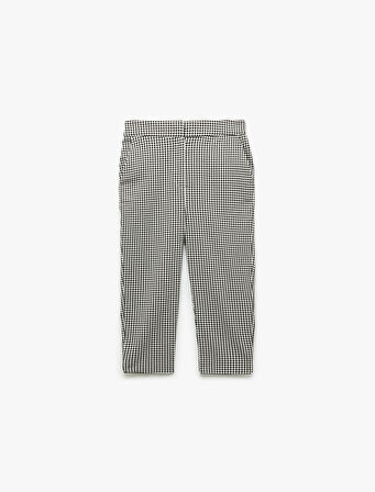 Viskon Kumaş Pötikareli Skinny Fit Cepli Kapri Pantolon