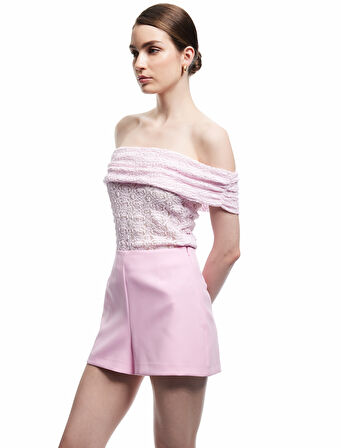 Standart Bel Fleto Cep Detaylı Mini Şort