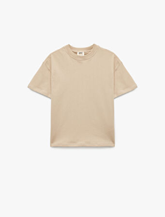 Pamuklu Kısa Kollu Bisiklet Yaka Basic Oversize Tişört