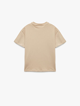 Pamuklu Kısa Kollu Bisiklet Yaka Basic Oversize Tişört