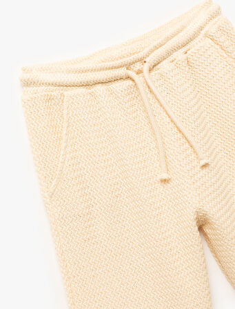 Beli lastikli Pamuklu Jakarlı Basic Triko Şort