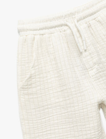 Beli Bağcıklı Cepli Pamuklu Basic Müslin Şort