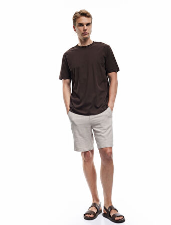 Pamuklu Kısa Kollu Bisiklet Yaka Basic Tişört