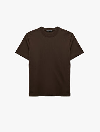 Pamuklu Kısa Kollu Bisiklet Yaka Basic Tişört