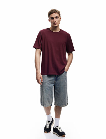 Bisiklet Yaka Regular Fit Tok Kumaş Pamuklu Kısa Kollu Tişört