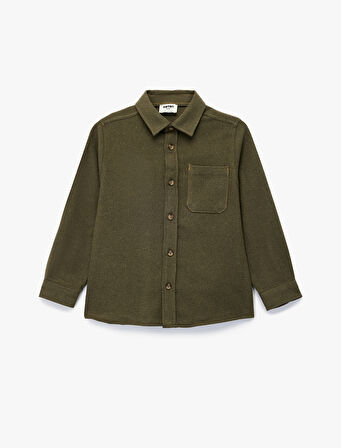 Uzun Kollu Klasik Yaka Tek Cepli Düğmeli Gömlek