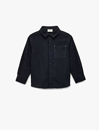 Uzun Kollu Cep Detaylı Basic Gömlek