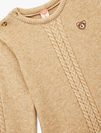 Uzun Kollu Viskon Karışımlı Bisiklet Yaka Triko Kazak