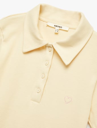 Pamuklu Slim Fit Kısa Kollu Düğmeli Kalpli Polo Yaka Tişört