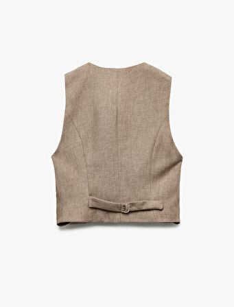 Regular Fit Kolsuz V Yaka Blazer Yelek