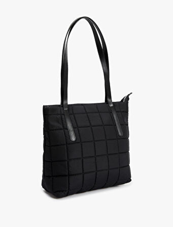 Dikiş Detaylı Saplı Şişme Tote Çanta