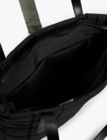 Dikiş Detaylı Saplı Şişme Tote Çanta