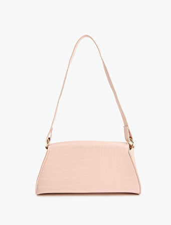 Timsah Derisi Görünümlü Kapaklı Askılı Omuz Çantası