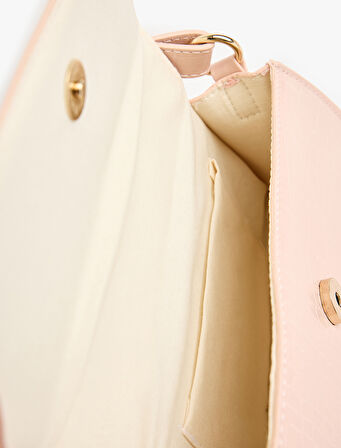 Timsah Derisi Görünümlü Kapaklı Askılı Omuz Çantası