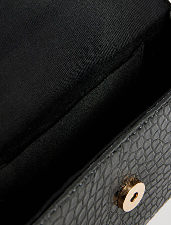 Timsah Derisi Görünümlü Kapaklı Askılı Omuz Çantası